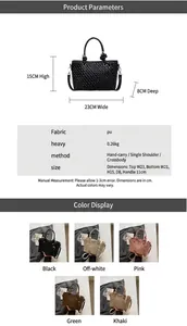Specifiche dettagliate e cinque varianti di colore della borsa in pelle PU intrecciata