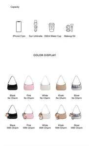 Detailed capacity guide and color selection for minimalist shoulder and crossbody bags