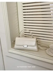 Detailed view of cream leather handbag with silver twist lock by a sunny window