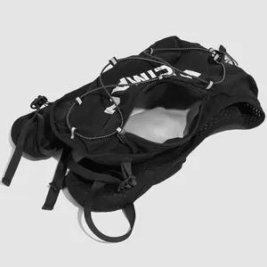 Lightweight black running vest backpack with breathable mesh and adjustable straps