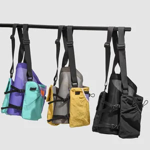 Breathable outdoor running vest with multiple utility pockets in three distinct colors