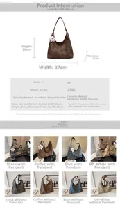Detailed size guide and material specifications for retro PU leather tote shoulder bag
