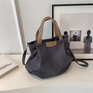 Large Capacity Canvas Tote Bag For Women Pleated Designer Shoulder Crossbody Bag Minimalist Casual Commuter Handbag With Adjustable Strap