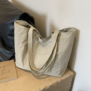 Women's Large Capacity Nylon Tote Bag Minimalist Lightweight Shoulder Bag For Daily Commuting School Students Fashion Handbag