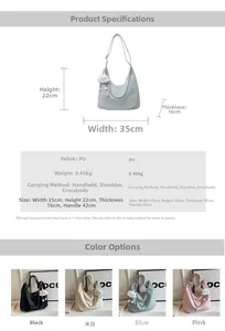 Detailed dimensions and four color variants of the large capacity chain tote bag