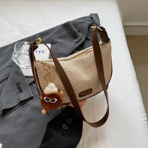 Sac Hobo Tressé pour Femmes Vintage Grande Capacité Sac à Bandoulière Boulette Avec Sangle en Cuir PU Sac Décontracté Pour Voyage