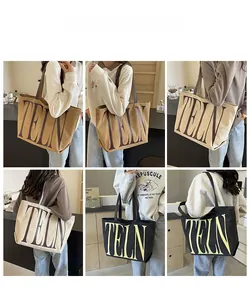 Sacs cabas en toile de grande capacité avec imprimé Teln en plusieurs couleurs