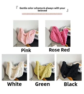 Bubble texture tote bags shown in five vibrant colors including pink, green, and black