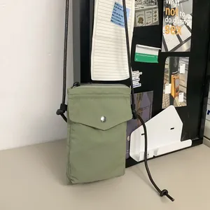 Mini Bolso de Nailon para Móvil de Estilo Japonés para Mujer Hombre Color Sólido Casual Bolso de Hombro Con Bolsillo
