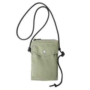 Mini bolso bandolera de nailon verde oliva con correa ajustable para hombres y mujeres