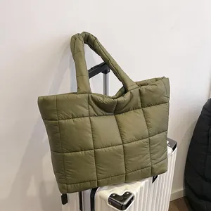 Damen Puffer Tote Bag Gesteppt Große Kapazität Nylon Schulterhandtasche Für Herbst Winter Casual Daily Fashion Travel