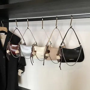 Chic retro chain underarm bags in five colors with cute ice cream charms for women