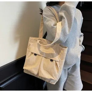 Women Corduroy Tote Bag Large Capacity Casual Shoulder Bag Commuter Handbag