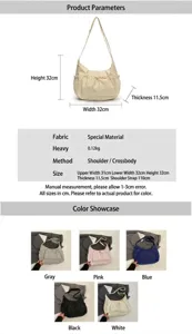 Maattabel voor grote canvas tas van 32x32x11,5 cm met een verstelbare schouderriem