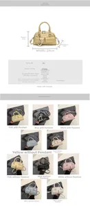 Size chart for Boston bag with PU material specs and crossbody strap dimensions