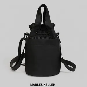 Women Casual Oxford Cloth Bucket Bag Drawstring Crossbody Bag Portable Outdoor Yoga Storage Bag Street Fashion Shoulder Bag