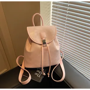 Mode PU Leer Dames Rugzak Mini Trekkoord Reistas Retro Straattrend Rugzak Schooltas Voor Dames Dagelijks Gebruik