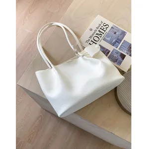 Women's Large Capacity Tote Bag High Quality Pebble Grain PU Leather Shoulder Bag Casual Solid Color Handbag With Pendant For Daily Work Shopping
