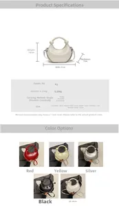 Detailed dimension guide and color selection for the stylish PU crescent dumpling bag