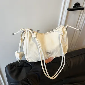 Women Pleated Hobo Underarm Bag Fashion Minimalist Cloth Solid Color Shoulder Bag Crossbody Dumpling Bag For Daily Use Streetwear