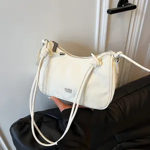 Women Fashion Crinkle Texture PU Leather Shoulder Bag Large Capacity Underarm Crossbody Bag With Charm For Daily Commute