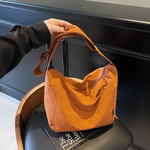Women Large Capacity Canvas Tote Bag Casual Fashion Crossbody Shoulder Bag Minimalist Solid Color Satchel Bag For Commuting