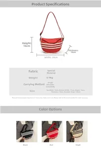 Detailed dimension guide for the sporty canvas crescent bag with three-stripe design