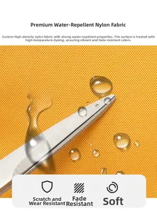 Close-up of yellow waterproof nylon fabric showing high-density tear-resistant texture