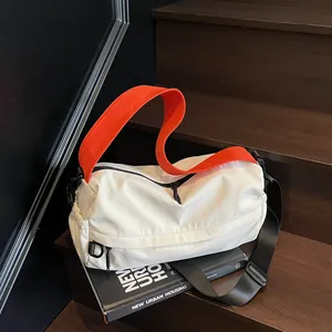 Trendy Contrast Strap Nylon Crossbody Bag For Women Large Capacity Simple Shoulder Tote Bag For Casual Daily Travel Bag