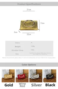 Detailed size specifications and color options for the stylish PU pleated crossbody bag