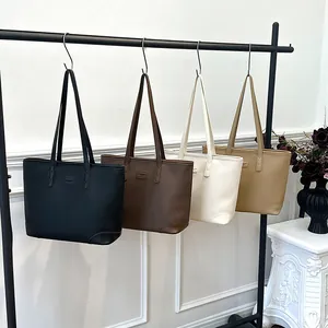 Large capacity minimalist tote bags in four colors with textured leather for daily commute