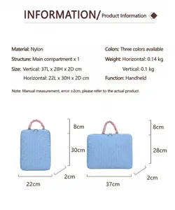 Size chart showing horizontal and vertical padded laptop sleeve dimensions and weights