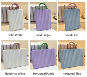 Detailed comparison of vertical and horizontal quilted laptop cases in multiple colors