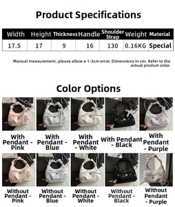 Tableau des tailles détaillé et dimensions du sac à main plissé en plusieurs couleurs