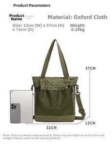 Tableau des tailles du sac Oxford 32x37x12cm avec comparatif de dimensions par iPad