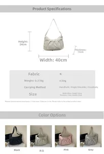 Tabella taglie per borsa a tracolla in nylon 40x24x13cm con quattro colori diversi