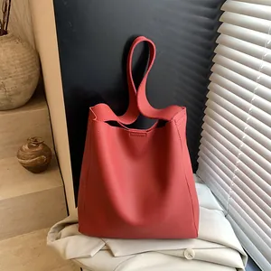 Borsa Tote Donna Grande Capacità Morbida Pelle PU Motivo Litchi Borsa a Tracolla da Pendolare Con Piccola Pochette Retro Moda