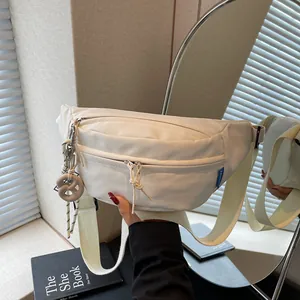 Japanese Style Casual Chest Bag For Women Outdoor Cycling Sport Crossbody Bag Minimalist Fashion Waist Bag With Pendant