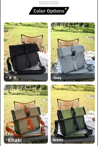 Outdoor leisure crossbody messenger bags shown in black, grey, khaki and green colors