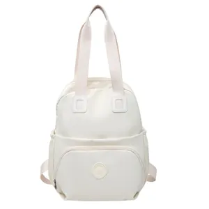 Waterproof cream white circular backpack with multi-compartments and top handles