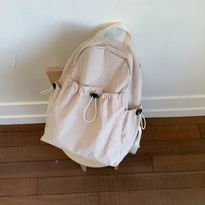 New Pleated Nylon Backpack Women Minimalist Campus School Bag Large Capacity Student Daily Travel Hiking Backpack Lightweight Daypack