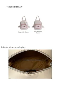 Internal structure of the toast bread backpack featuring a zipper pocket and yellow lining