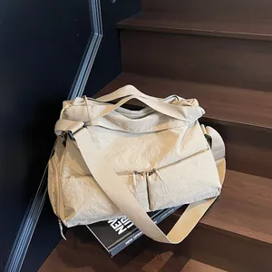 Große Kapazität Damen Nylon Tote Tasche Multi-Taschen Reisetasche Mit Schuhfach Trocken Nass Trennung Umhängetasche