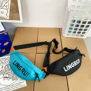 Waterproof oxford chest bags in blue and black colors for daily outdoor cycling travel