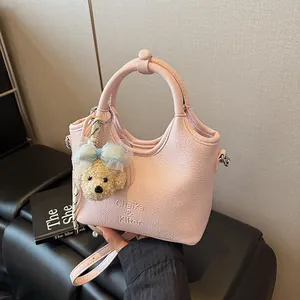Damen Mode PU Leder Eimertasche Elegante Litschi Textur Schulter Umhängetasche Lässig Pendeln Handtasche Tragetasche