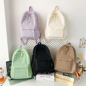 Sacs à dos minimalistes grande capacité pour étudiants en cinq couleurs pastel et neutres
