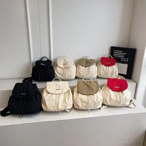 Casual nylon drawstring backpack for women in four versatile colors and minimal design