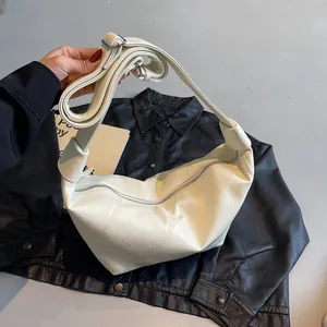 Sac Hobo en Cuir PU Grande Capacité pour Femme Sac Bandoulière Minimaliste Sac Ravioli Couleur Unie Sac à Épaule