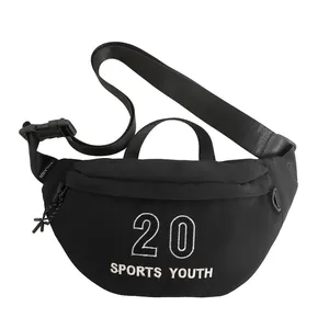 Zwarte sportieve borsttas met 20 Sports Youth print en verstelbare nylon riem