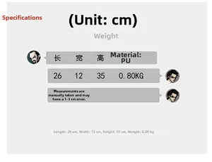 Size specifications for the PU business backpack: 26x12x35cm, weighing 0.80kg